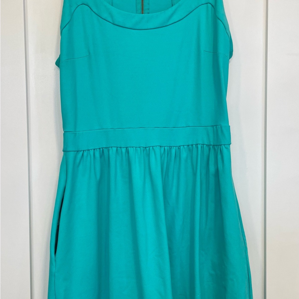 Cynthia Rowley Teal A Line Dress Pocket Back Zip Medium POCKETS